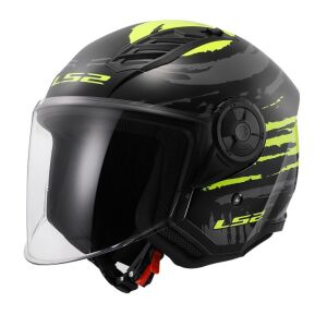 LS2 Airflow 2 Brush Açık Kask ECE 22.06 sertifikalı Siyah Neon Sarı - SMALL