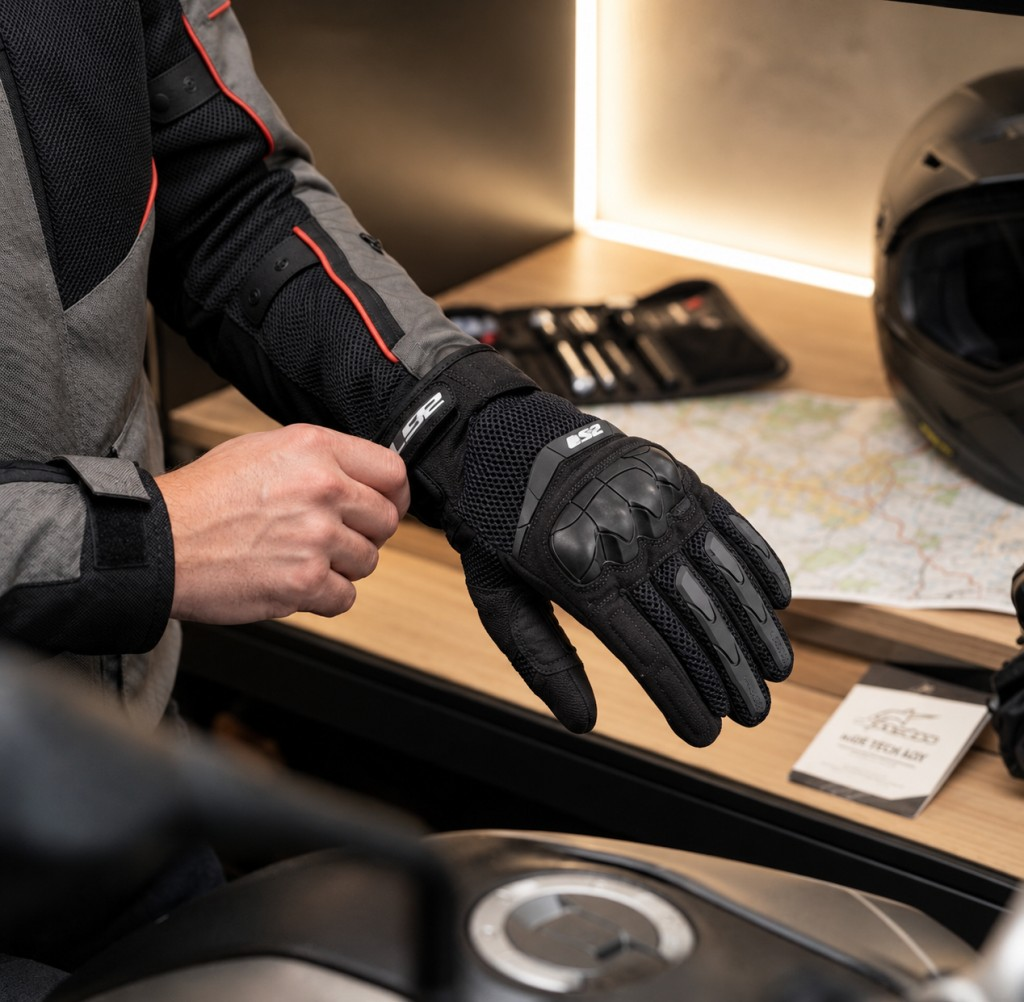 LS2 Kubra Yazlık Motosiklet Eldiveni Kp-1 Sertifikalı Ce Korumalı Alc Motosiklet Siyah - MEDIUM