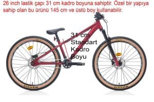 Carraro Bandit 26 Jant Hareket Akrobasi Bisikleti 145/150 cm ve üstü boy Koyu Kırmızı