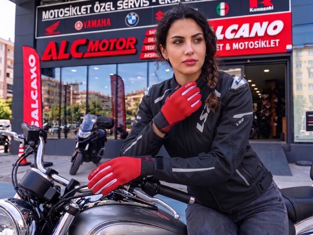 LS2 Dart 2 Evo Kadın Yazlık Motosiklet Eldiveni Kp-1 Sertifikalı Ce Korumalı Alc Motosiklet KIRMIZI - MEDIUM