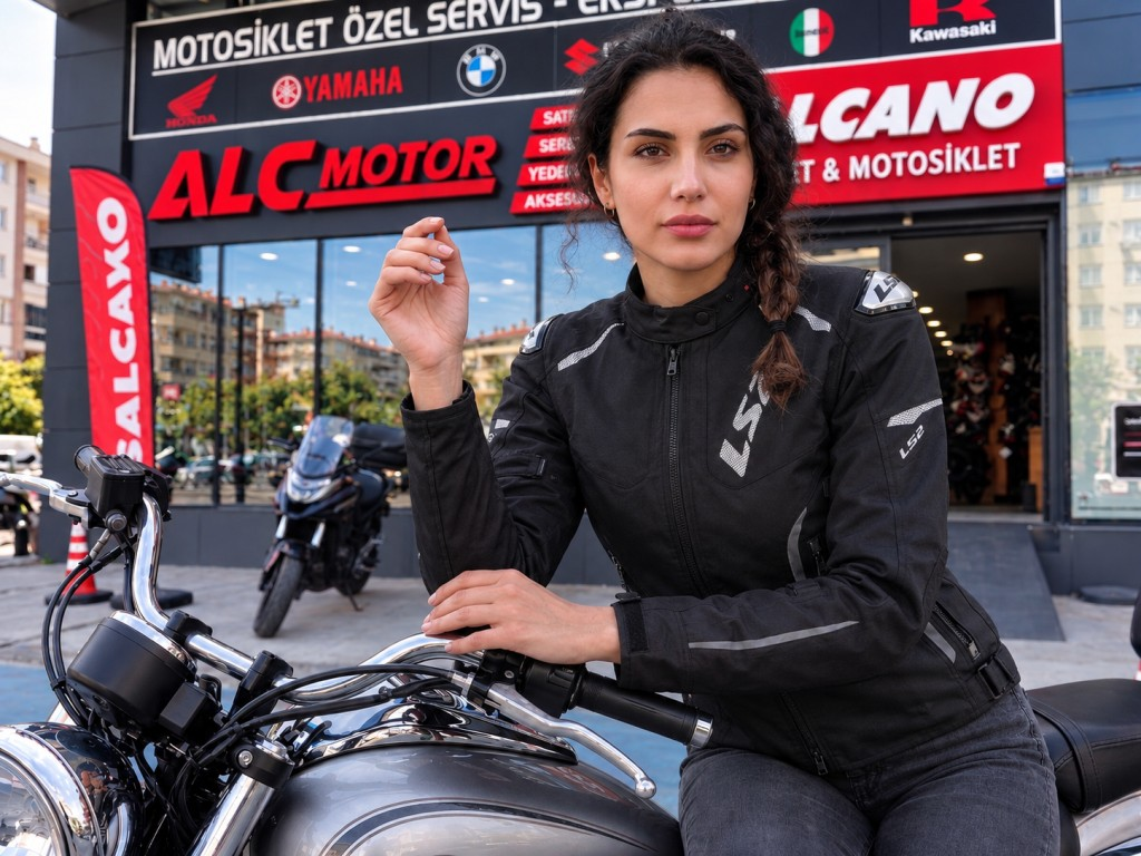 LS2 Zoom H2O Su Geçirmez Kadın Motosiklet Montu A Sertifikalı Ce Korumalı Alc Motosiklet Siyah - MEDIUM