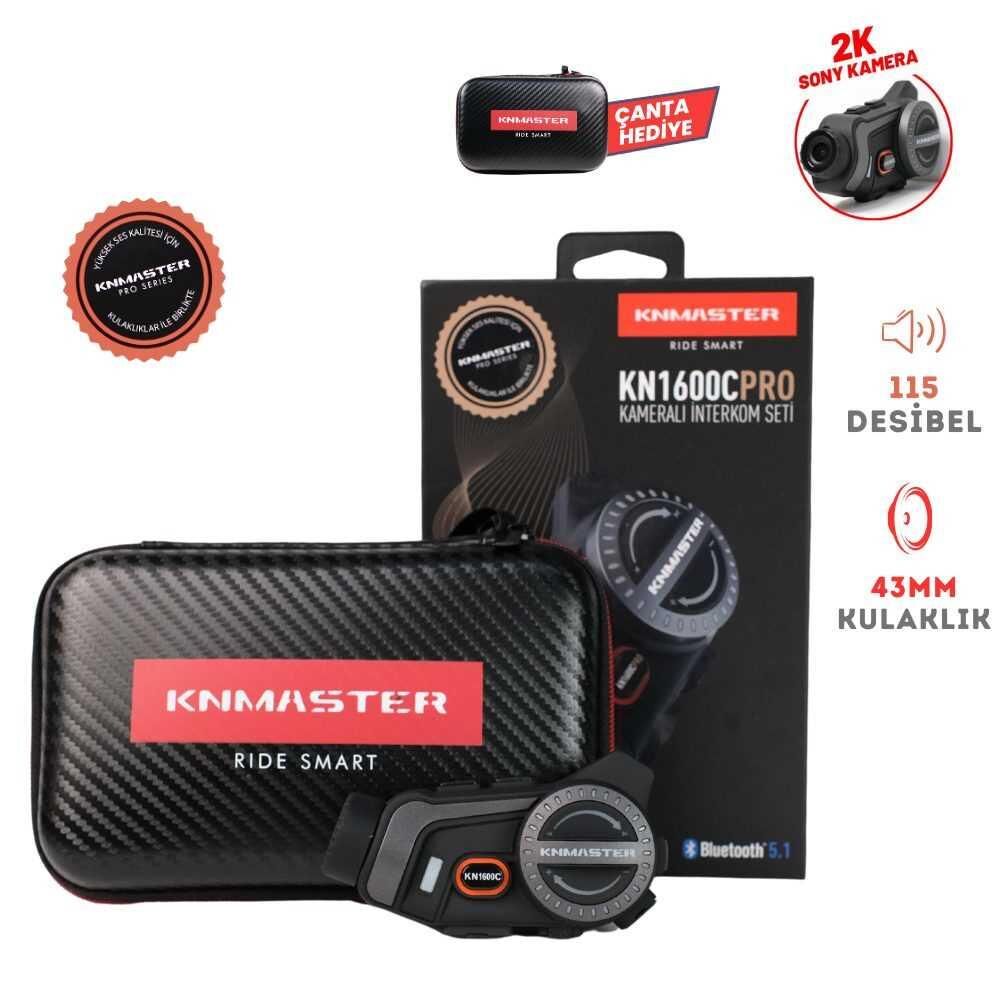 Knmaster KN1600C PRO Kameralı Motosiklet Bluetooth Intercom Kulaklık Seti