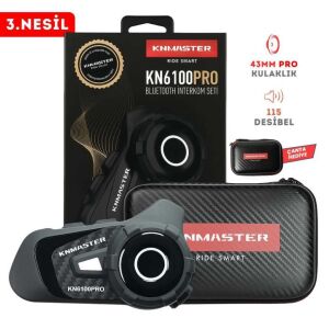 Knmaster KN6100 PRO Motosiklet Kask İnterkom Seti Karbon Siyah