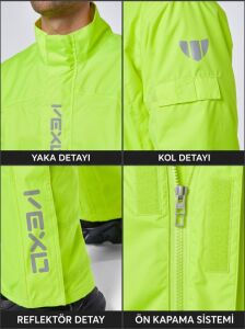 Vexo Hurricane Motosiklet Yağmurluk Takımı (Alt Üst Set) - Alc Motosiklet Neon Sarı - MEDIUM