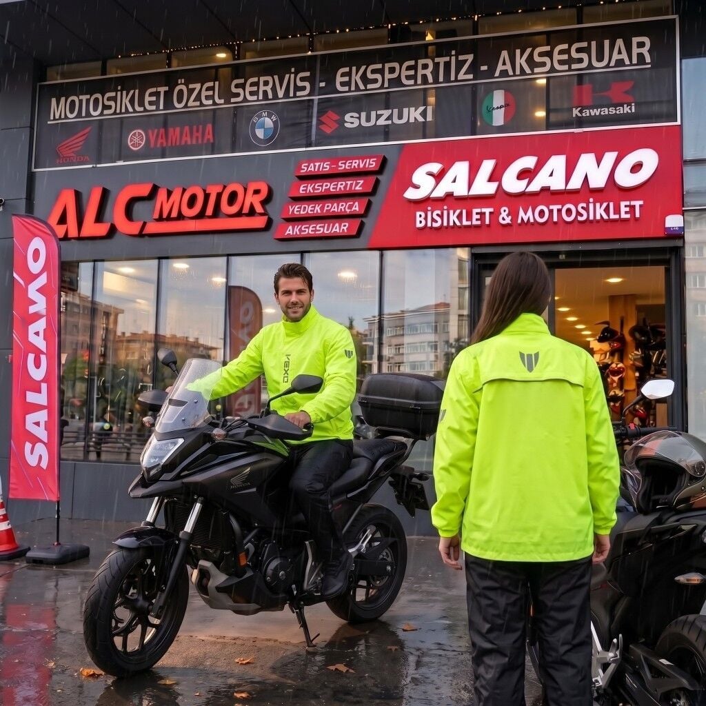 Vexo Hurricane Motosiklet Yağmurluk Takımı (Alt Üst Set) - Alc Motosiklet Neon Sarı - XLARGE