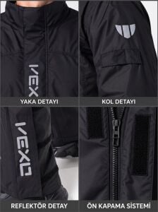 Vexo Hurricane Motosiklet Yağmurluk Takımı (Alt Üst Set) - Alc Motosiklet Siyah - XLARGE