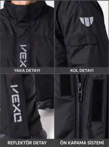 Vexo Hurricane Motosiklet Yağmurluk Takımı (Alt Üst Set) - Alc Motosiklet Siyah - 2XLarge