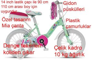 Ümit Mia 14 Jant Kız Çocuk Bisikleti 1420 (90-110 cm arası boy) Mint