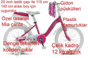 Ümit Mia 20 Jant Kız Çocuk Bisikleti 2020 (115-140 cm arası boy) Pembe