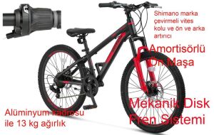 Ümit Motion 24 Jant Disk Fren Dağ Bisikleti 2478 (130 / 155 cm arası boy) Siyah Kırmızı