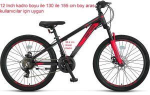 Ümit Motion 24 Jant Disk Fren Dağ Bisikleti 2478 (130 / 155 cm arası boy) Siyah Kırmızı