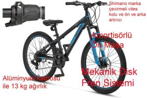 Ümit Motion 24 Jant Disk Fren Dağ Bisikleti 2478 (130 / 155 cm arası boy) Siyah Mavi