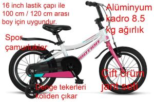 Ümit Motion 16 Jant Kız Çocuk Hafif Bisiklet 1674 (100-120 cm arası boy) Beyaz Pembe