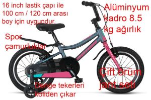 Ümit Motion 16 Jant Kız Çocuk Hafif Bisiklet 1674 (100-120 cm arası boy) Antrasit Pembe