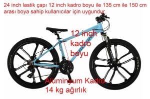 Salcano NG Team 200 24HD 12 Kadro 21 Vites Hidrolik Disk Fren Dağ Bisikleti (135 / 150 cm arası boy) Açık Mavi Mavi