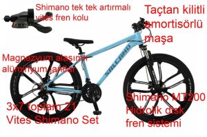 Salcano NG Team 200 24HD 12 Kadro 21 Vites Hidrolik Disk Fren Dağ Bisikleti (135 / 150 cm arası boy) Açık Mavi Mavi