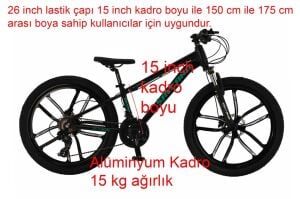 Salcano NG Team 200 26HD 15 Mono Hidrolik Disk Fren Dağ Bisikleti (150/175 cm boy) Siyah Yeşil