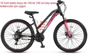Ümit Motion 24 Jant Disk Fren Genç Kız Bisikleti 2479 (130 / 155 cm arası boy) Siyah Pembe