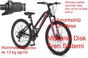 Ümit Motion 24 Jant Disk Fren Genç Kız Bisikleti 2479 (130 / 155 cm arası boy) Siyah Pembe