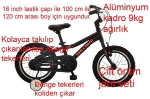 Salcano Wolf 16 Jant Hafif Çocuk Bisikleti (100-120cm Boy) Siyah Turuncu