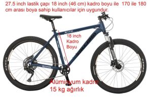 Salcano NG Future  27.5HD 18 Kadro 1x9 Vites Hidrolik Disk Fren Dağ Bisikleti (170 ile 180 cm arası boy) Azur Mavi Siyah Beyaz