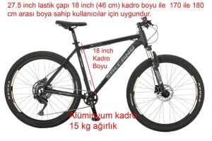 Salcano NG Future  27.5HD 18 Kadro 1x9 Vites Hidrolik Disk Fren Dağ Bisikleti (170 ile 180 cm arası boy) Siyah Yeşil