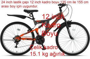 Ümit Blackmount 24 Jant Çift Amortisörlü Bisiklet 2429 (135-155 cm arası boy) Turuncu Antrasit