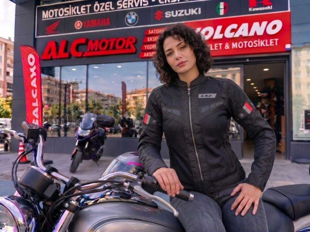 LS2 Blade Air Kadın Motosiklet Montu A Sertifikalı Ce Korumalı Alc Motosiklet Siyah Kırmızı - MEDIUM
