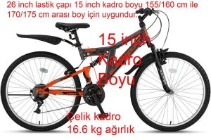 Ümit Blackmount 26 Jant Çift Amortisörlü Bisiklet 2629 (155-175 cm arası boy) Turuncu Antrasit