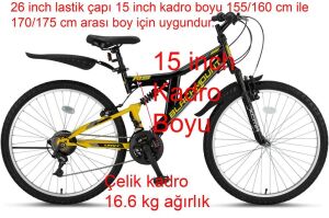 Ümit Blackmount 26 Jant Çift Amortisörlü Bisiklet 2629 (155-175 cm arası boy) Sarı Siyah Gri