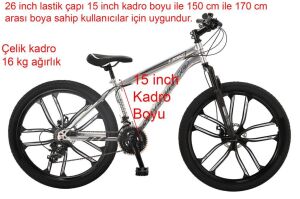 Salcano Lion  26 MD15 Mono Disk Fren Bisiklet (150 ile 170cm arası boy) Krom Siyah