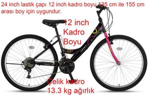 Ümit Colorado 24 Jant Genç Kız Bisikleti 2400 (135 / 155 cm arası boy) Siyah Pembe