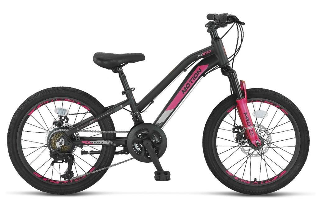 Ümit Motion 20 Jant Disk Fren Vitesli Kız Çocuk Bisikleti 2079 (115 / 135 cm arası boy) Siyah Pembe