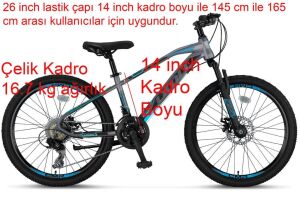 Ümit Arcus 26 Jant Mekanik Disk Fren Dağ Bisikleti 2613 (145-165 cm arası boy) Antrasit Mavi