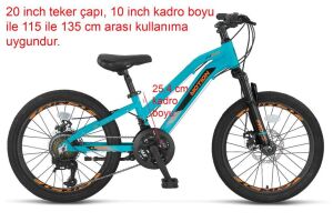 Ümit Motion 20 Jant Disk Fren Vitesli Kız Çocuk Bisikleti 2079 (115 / 135 cm arası boy) Turkuaz