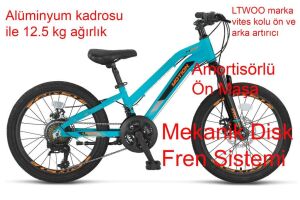 Ümit Motion 20 Jant Disk Fren Vitesli Kız Çocuk Bisikleti 2079 (115 / 135 cm arası boy) Turkuaz