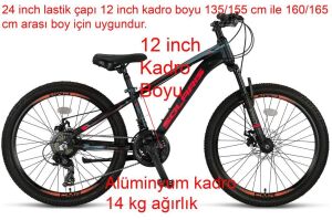 Ümit Solaris 24 Jant Disk Fren Alüminyum Dağ Bisikleti 2451 (135-155 cm arası boy) Siyah Kırmızı