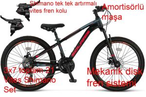 Ümit Solaris 24 Jant Disk Fren Alüminyum Dağ Bisikleti 2451 (135-155 cm arası boy) Siyah Kırmızı