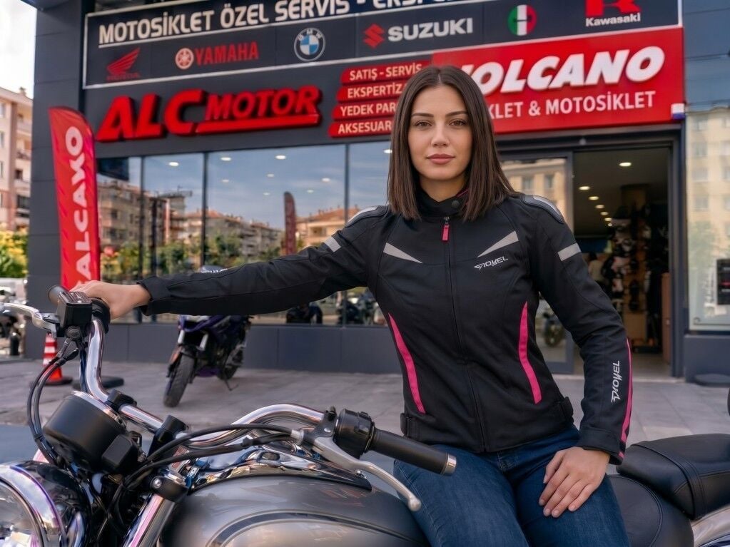 Prohel Colombia 4 Mevsim Kadın Motosiklet Montu Ce Korumalı Alc Motosiklet Siyah Pembe - MEDIUM