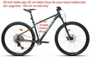 Carraro Crx 912D 29 Jant 52 Kadro 12 Vites Dağ Bisikleti (180 cm üstü boy) Orman Yeşil Bakır Turuncu