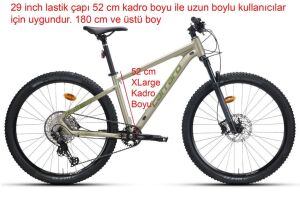 Carraro Crx 912D 29 Jant 52 Kadro 12 Vites Dağ Bisikleti (180 cm üstü boy) Bej Yeşil