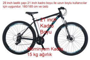 Salcano NG Team 200-21 29HD 21 Kadro Büyük Boy Hidrolik Disk Fren Dağ Bisikleti (180/185 cm üstü boy) Siyah Mavi