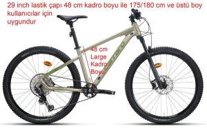 Carraro Crx 912D 29 Jant 48 Kadro 12 Vites Dağ Bisikleti (175 cm üstü boy) Bej Yeşil