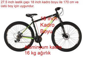 Salcano NG300 27.5MD 18 Kadro Disk Fren Dağ Bisikleti (170/180 cm arası boy) Siyah Yeşil Sarı