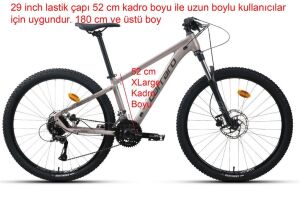 Carraro Crx 924 29 Jant 52 Kadro 24 Vites Dağ Bisikleti (180 cm üstü boy) Gül Gri Koyu Gri