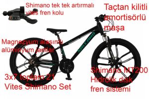 Salcano NG Team 200 24HD 12 Kadro 21 Vites Hidrolik Disk Fren Dağ Bisikleti (135 / 150 cm arası boy) Siyah Yeşil