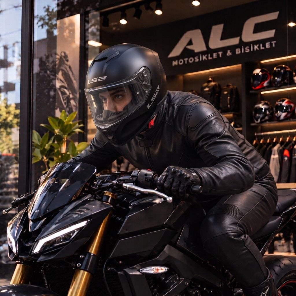 LS2 Stream 2 Motosiklet Kapalı Kask Ece 22.06 Sertifikalı Alc Motosiklet Siyah - SMALL
