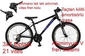Salcano NG Team 200V 24 Jant 12 Kadro Pabuç Fren Genç Bisiklet (135/155 cm arası boy) Siyah Mavi