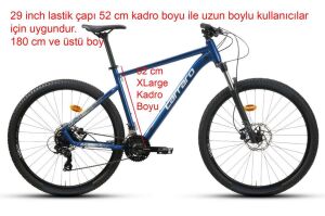 Carraro Crx 921 29 Jant 52 Kadro 21 Vites Dağ Bisikleti (180 cm üstü boy) Metalik Mavi Gümüş