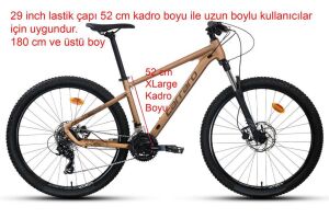 Carraro Crx 921 29 Jant 52 Kadro 21 Vites Dağ Bisikleti (180 cm üstü boy) Mat Bronz Kahve